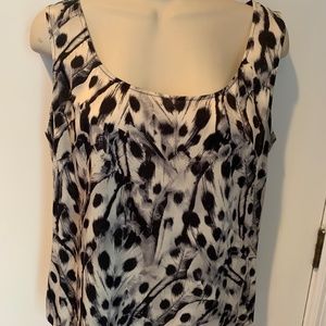 St John feather print silk tank top